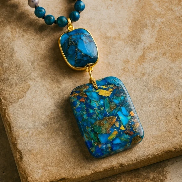 Radiant Orgonite Energy Pendant & Vibrant Crystal Beads Boho-Chic Necklace - Picture 7 of 14